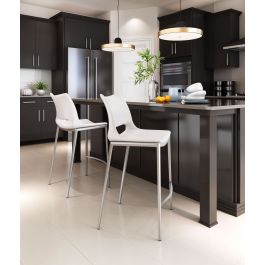 101390 - Ace Counter Stool White & Silver