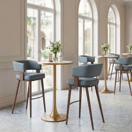 110329 - Poise Barstool Azure Gray & Walnut