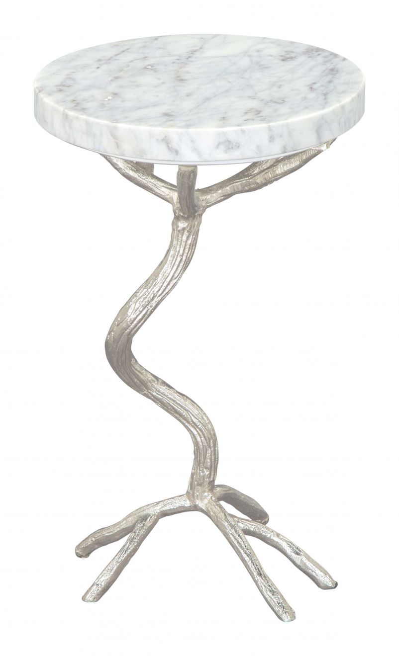 109560 - Joel Side Table White & Silver 109560 - Joel Side Table White & Silver