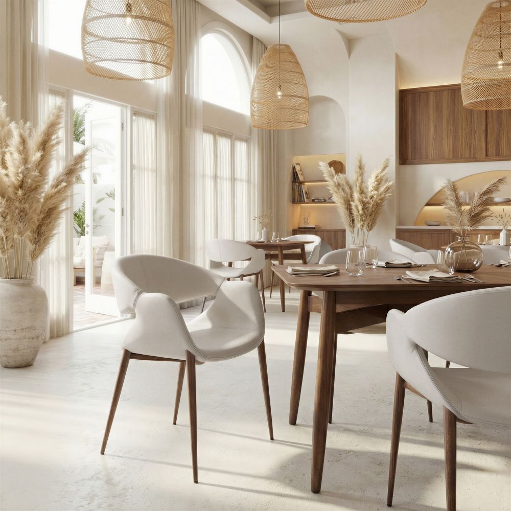 109971 - Limay Dining Chair Beige & Walnut 109971 - Limay Dining Chair Beige & Walnut