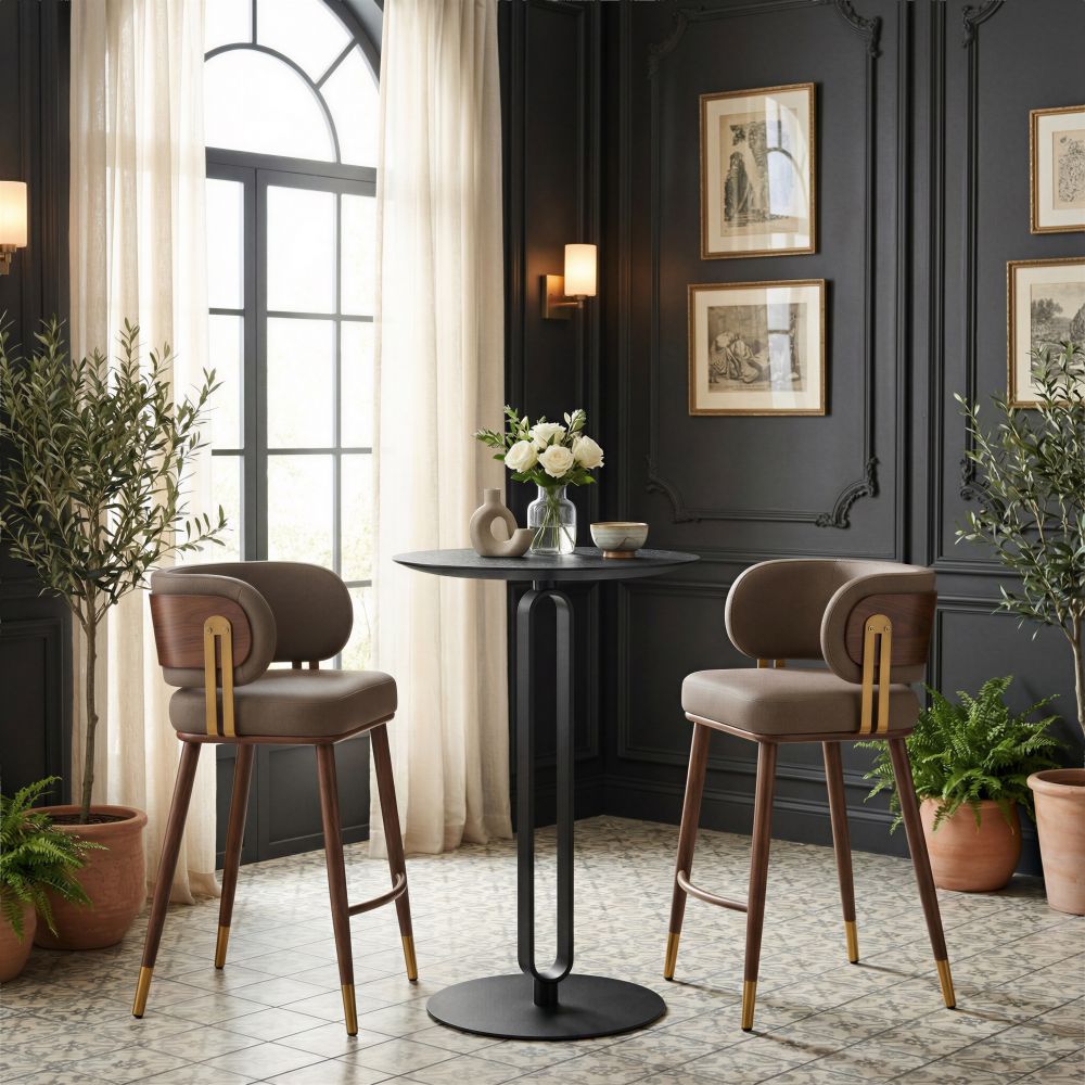 110825 - Brew Counter Stool Brown & Walnut