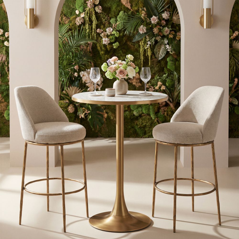 110271 - Nordhavn Swivel Barstool Beige & Gold