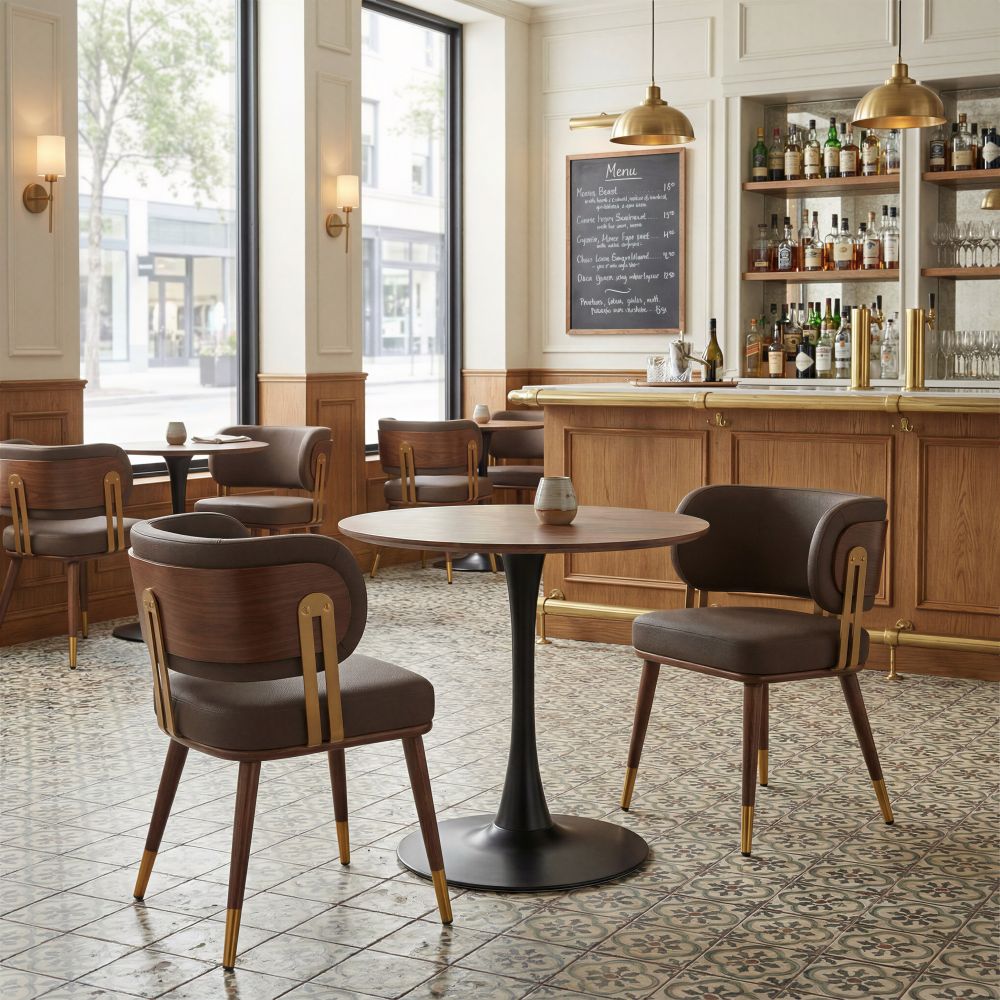 110326 - Brew Dining Chair Brown & Walnut