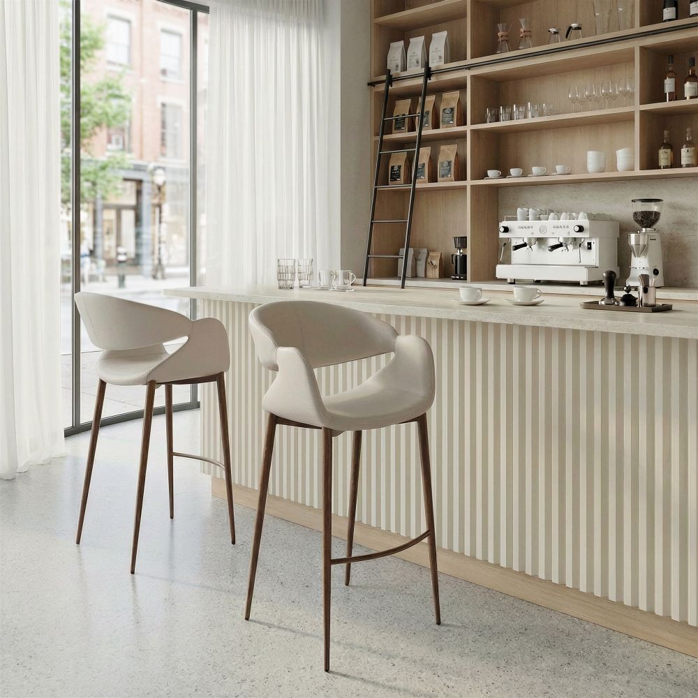 110929 - Limay Barstool Beige & Walnut