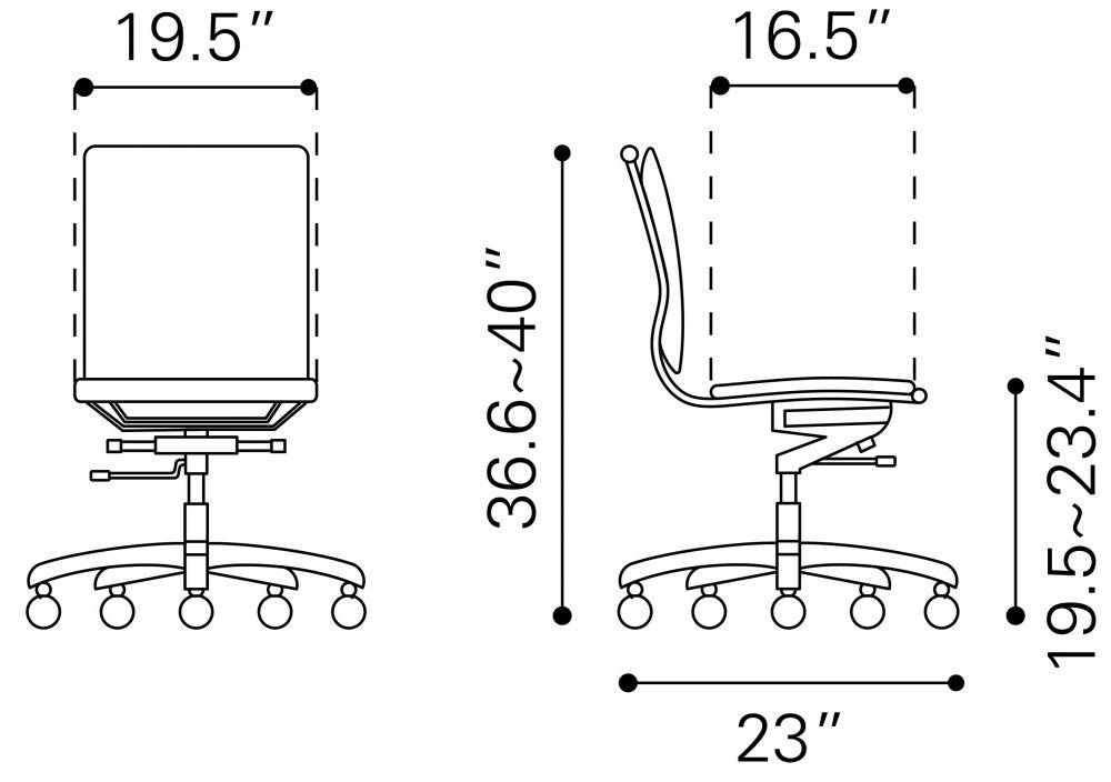 215219 - Lider Plus Armless Office Chair White
